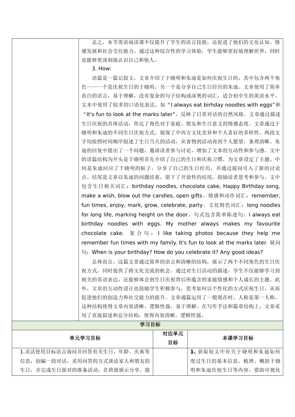 25秋新人教版七年级英语上册Unit 7 Happy Birthday! Section B How do you make your birthday meaningful 1a-1d教案_第2页