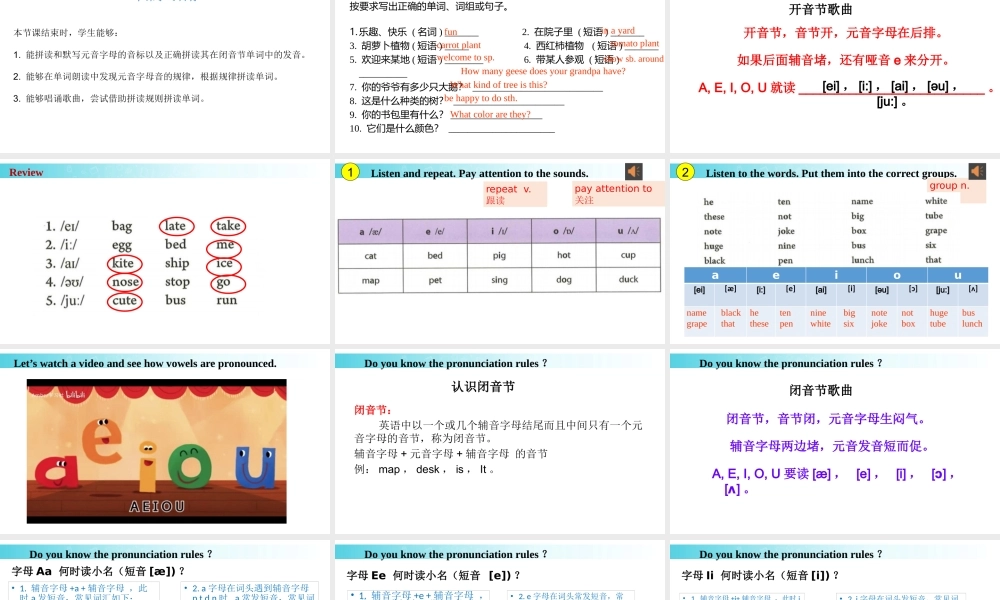 25秋新人教版七年级英语上册-Starter Unit 3 课时2 Section A（Pronunciation）课件