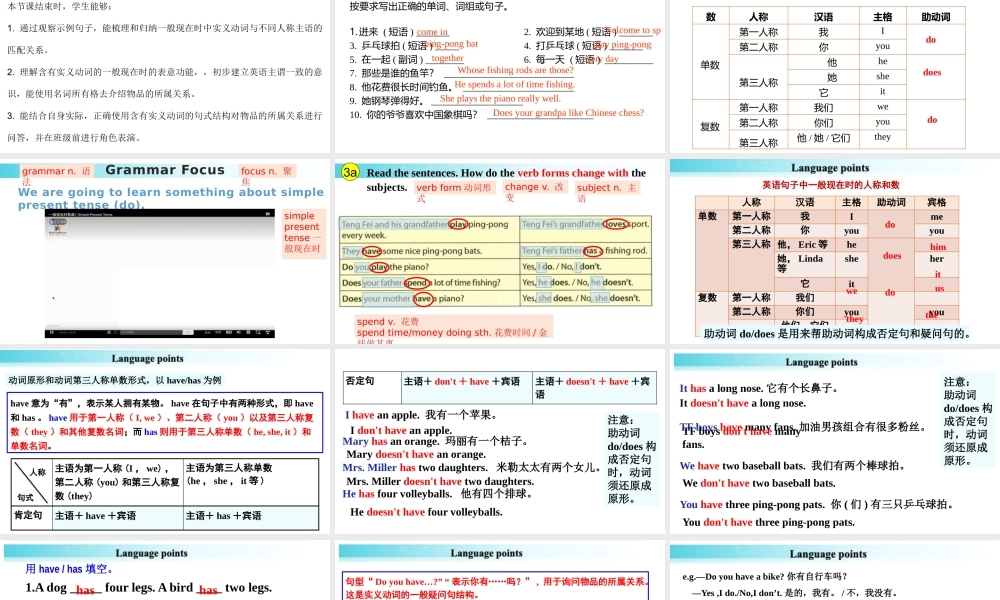 25秋新人教版七年级英语上册-Unit 2 课时3 Section A（Grammar Focus）课件