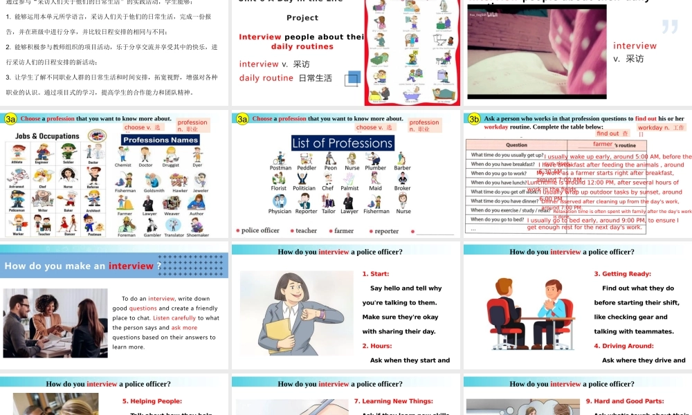 25秋新人教版七年级英语上册-Unit 6 课时6 Project课件