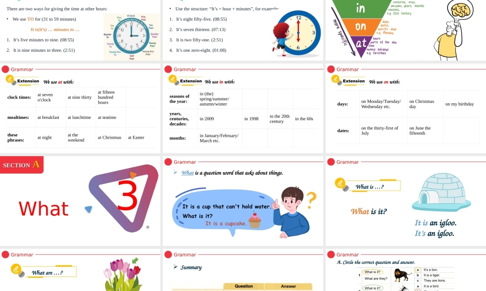 25秋新人教版七年级英语上册Unit 6 A Day in the Life  Section A -2 (Grammar Focus) 课件 