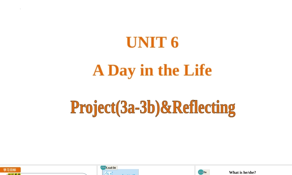 25秋新人教版七年级英语上册Unit 6 A Day in the Life 课时5 Project(3a-3b)&Reflecting课件-