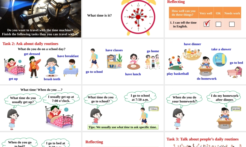 25秋新人教版七年级英语上册Unit 6 A day in the life（Section B 3a-Reflecting）课件