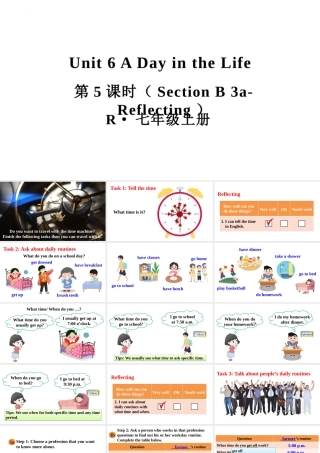 25秋新人教版七年级英语上册Unit 6 A day in the life（Section B 3a-Reflecting）课件