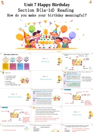 25秋新人教版七年级英语上册Unit 7 Happy Birthday Section B(1a-1d)  Reading 课件 