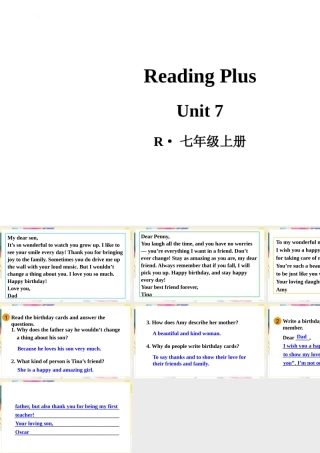 25秋新人教版七年级英语上册Unit 7 Happy Birthday! Reading Plus 课件