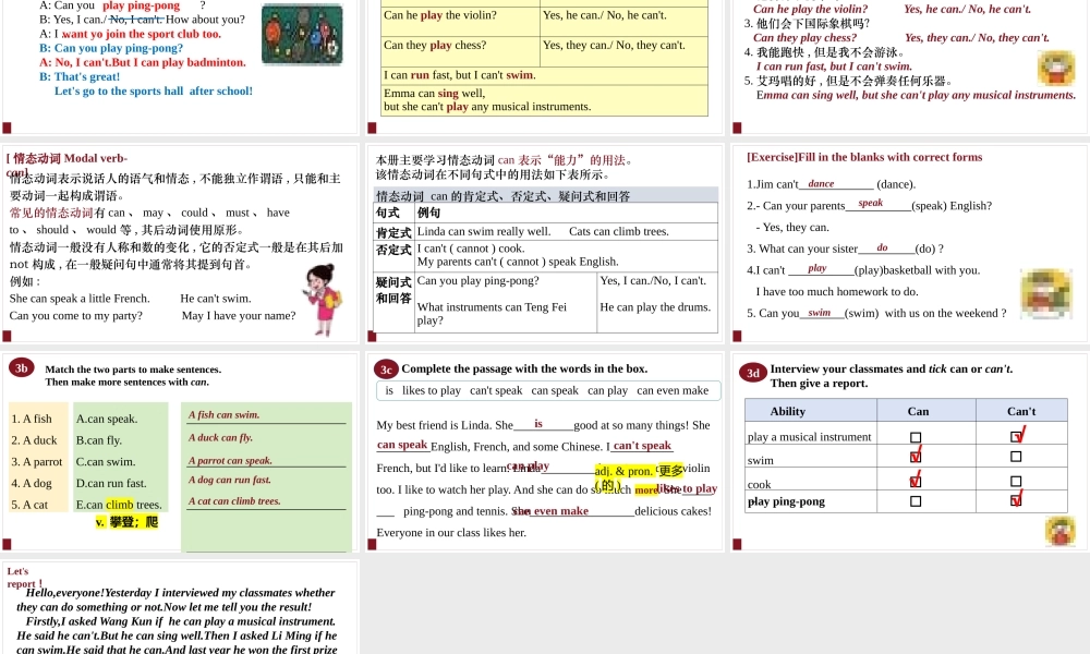 25秋新人教版七年级英语上册Unit5 Fun Clubs SectionA（2a-Grammar Focus） 课件 