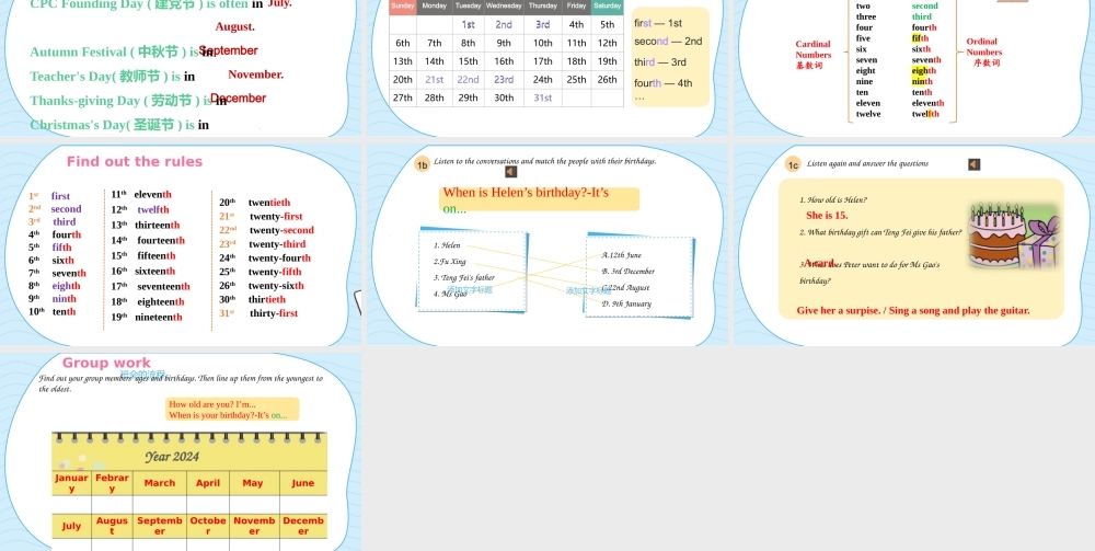 25秋新人教版七年级英语上册Unit7 SectionA (1a- 1d)课件  