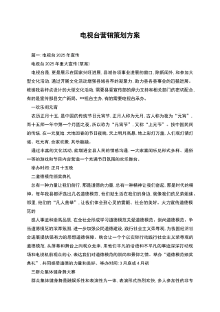 电视台营销策划方案