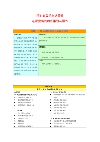 电话营销的项目策划与操作