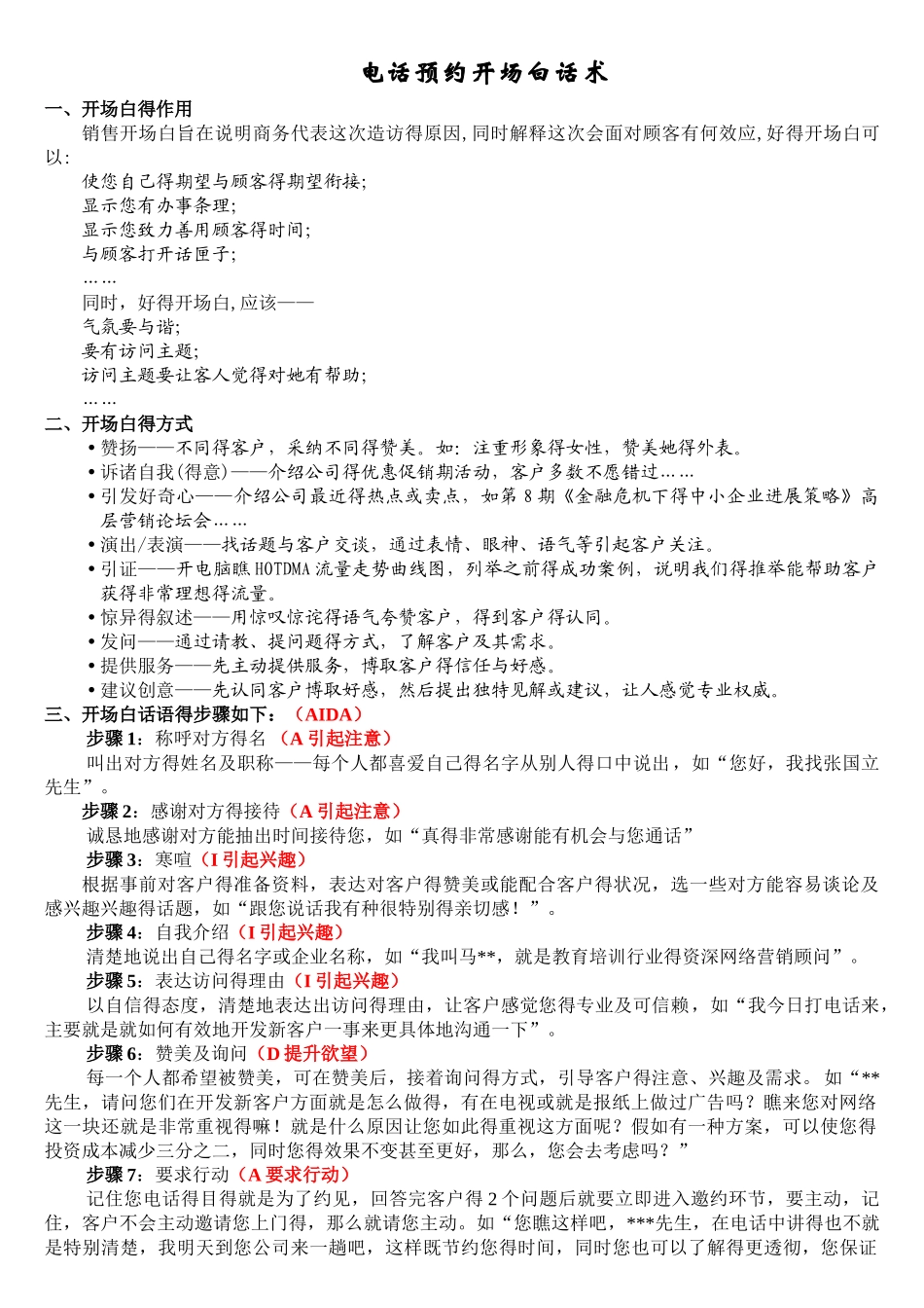 电话预约开场白话术_第1页