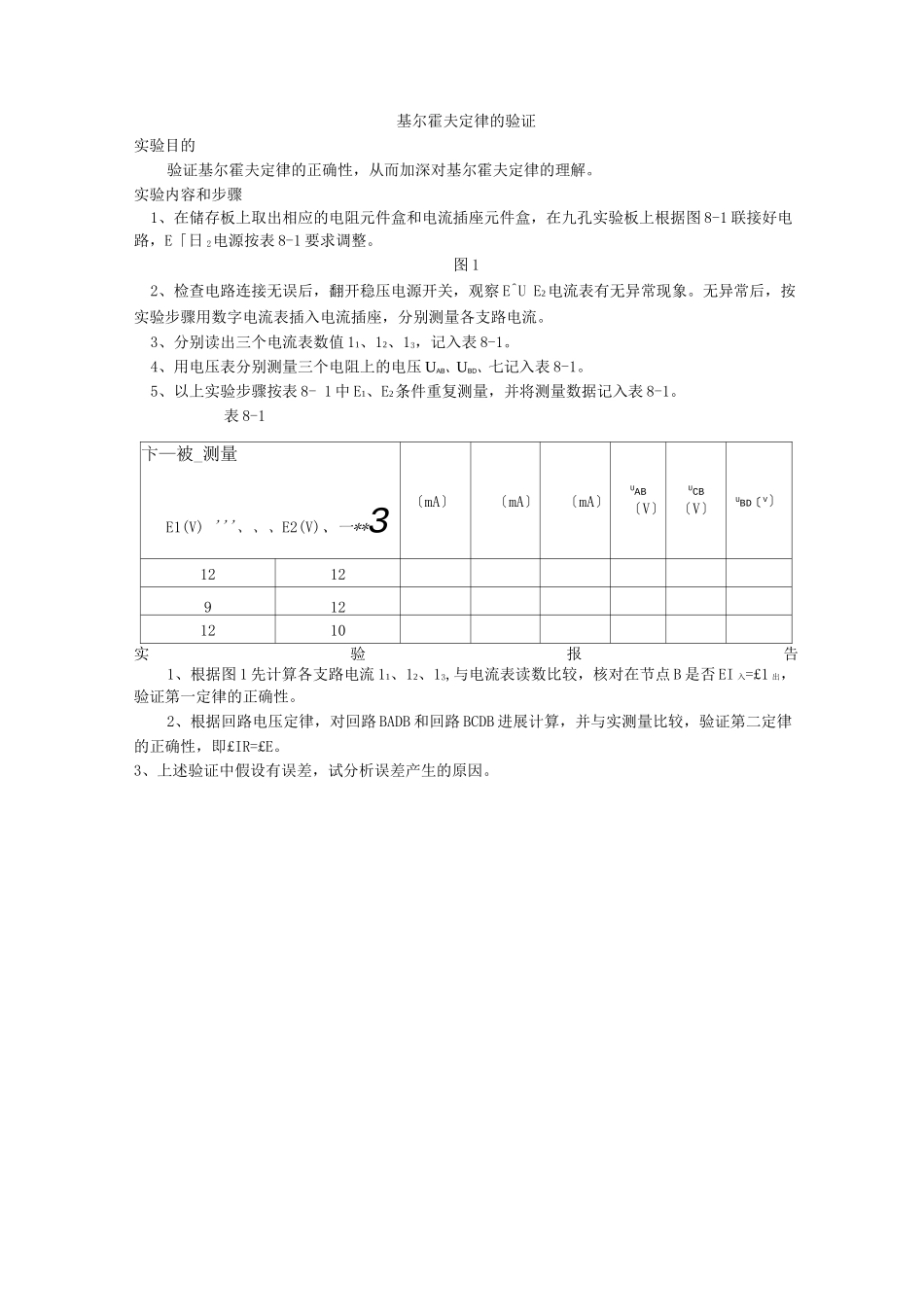电路实验实验内容提要_第2页