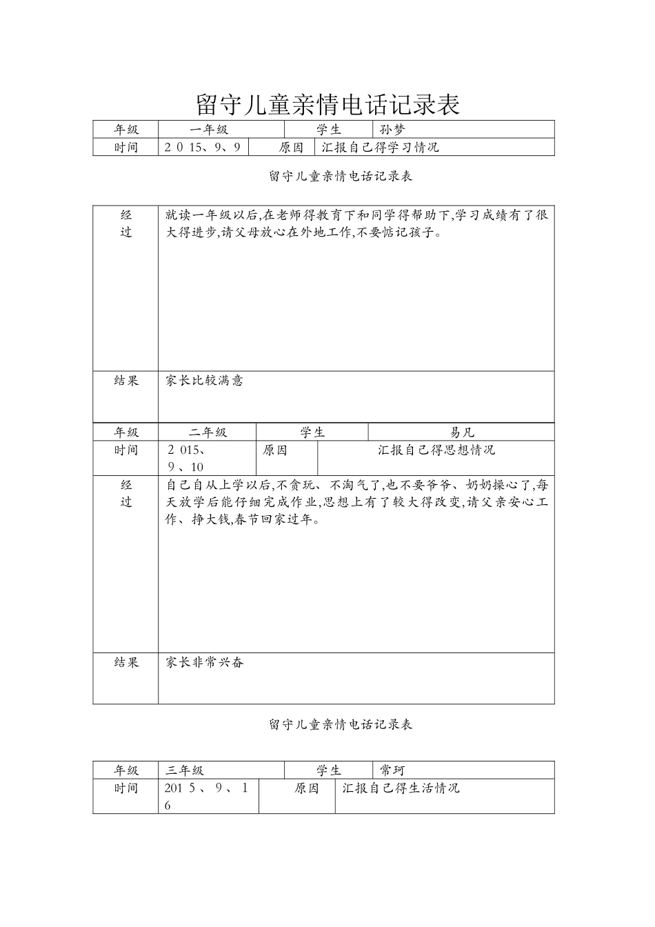留守儿童亲情电话记录表_第1页