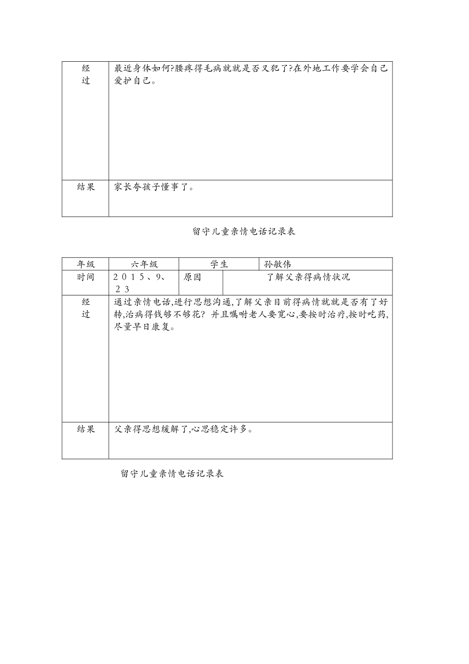 留守儿童亲情电话记录表_第3页