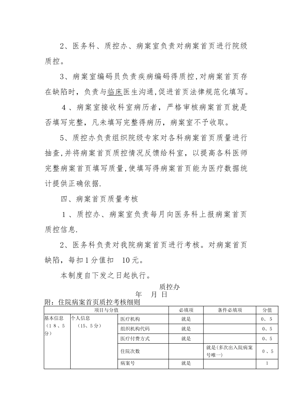 病案首页质控制度及质控考核细则_第3页