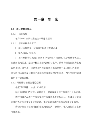 白酒灌装生产线项目可行性研究报告