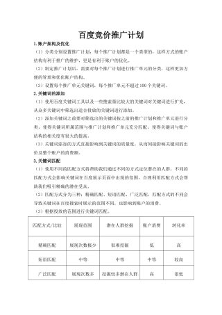 百度竞价推广方案-百度竞价推广策划
