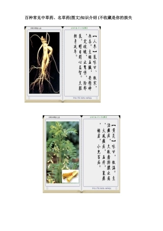 百种常见名草药、中草药介绍