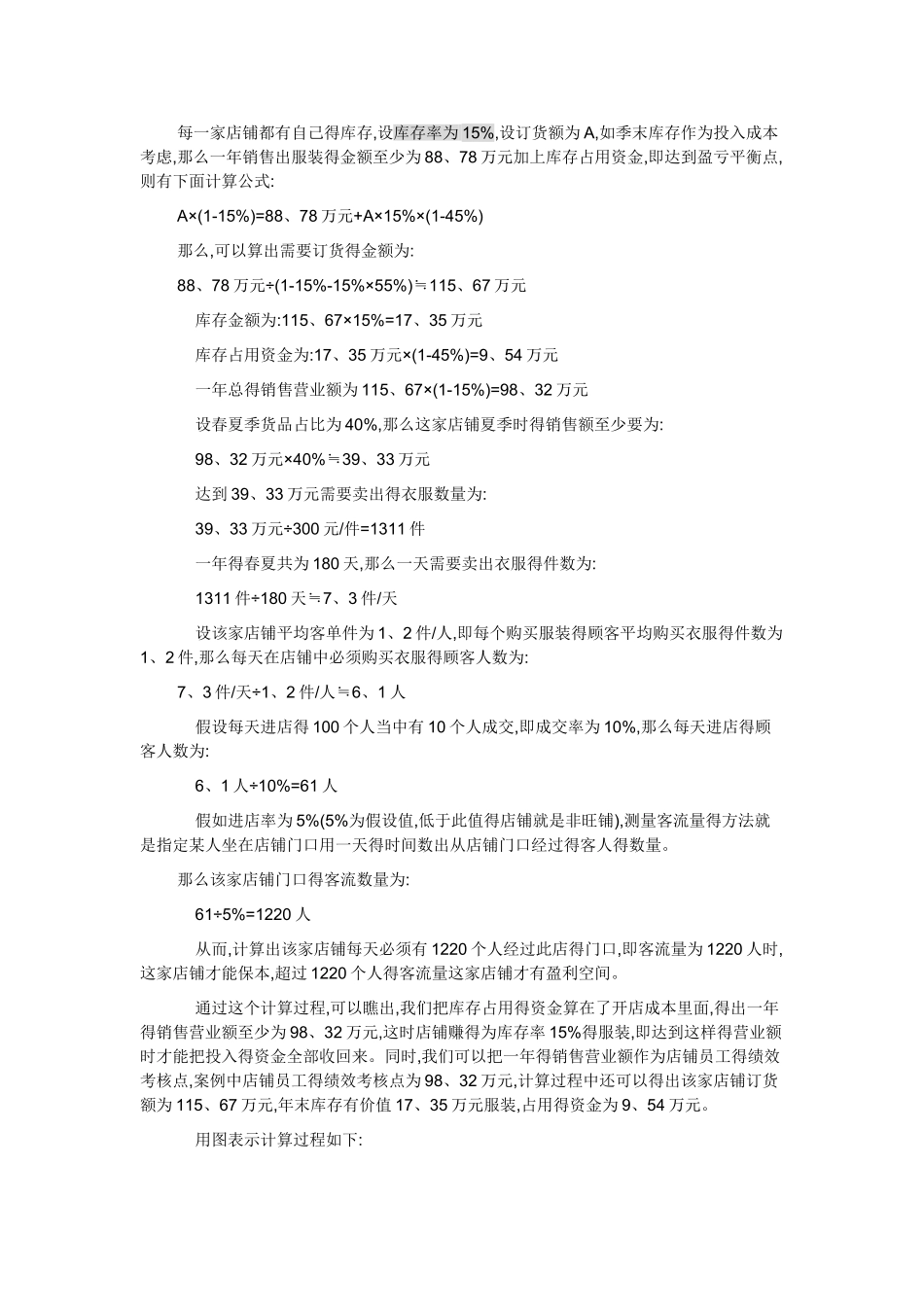 盈亏平衡点-服饰服装案例-服装店盈利计算公式_第3页