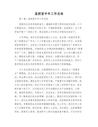 监控室半年工作总结