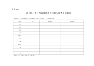 省跨省异地就医应收医疗费用清算表