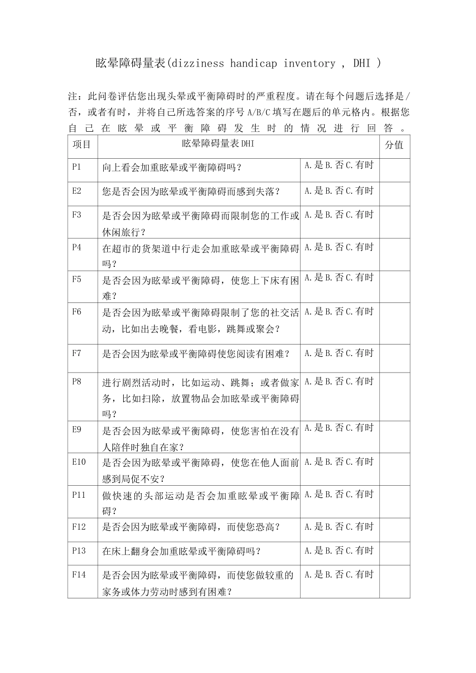 眩晕障碍量表_第1页