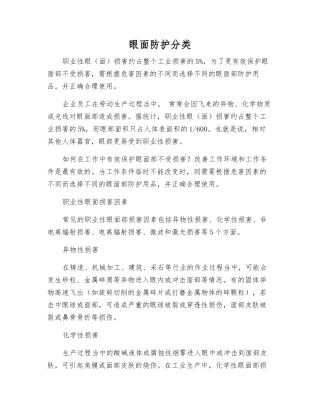 眼面防护分类