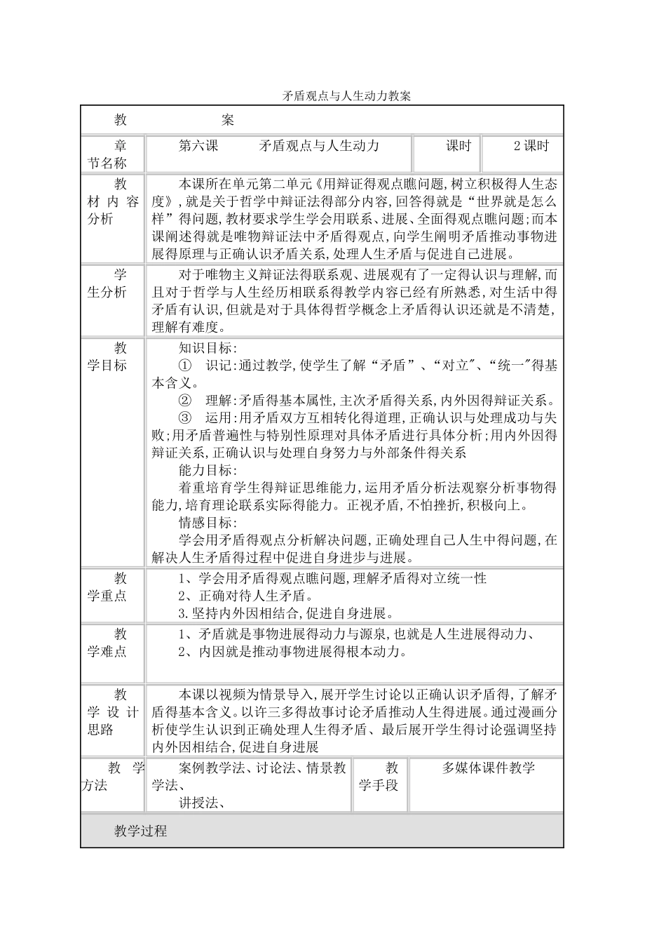 矛盾观点与人生动力教案_第1页