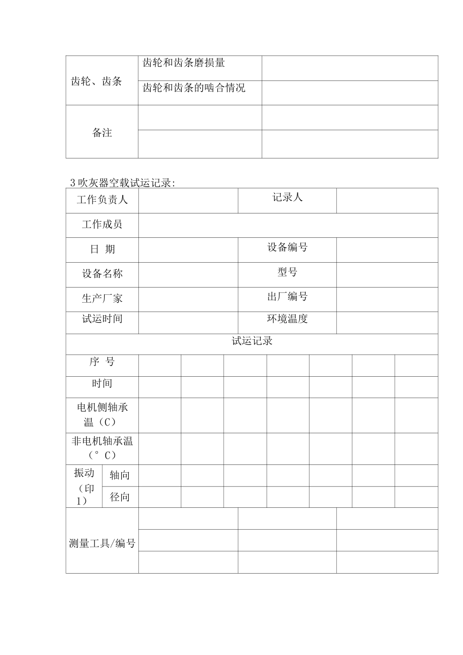 短伸缩式吹灰器检修维护作业技术记录表_第3页