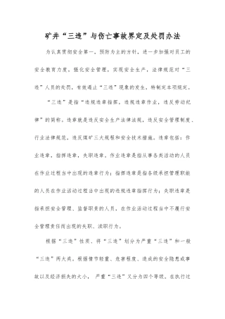 矿井“三违”与伤亡事故界定及处罚办法