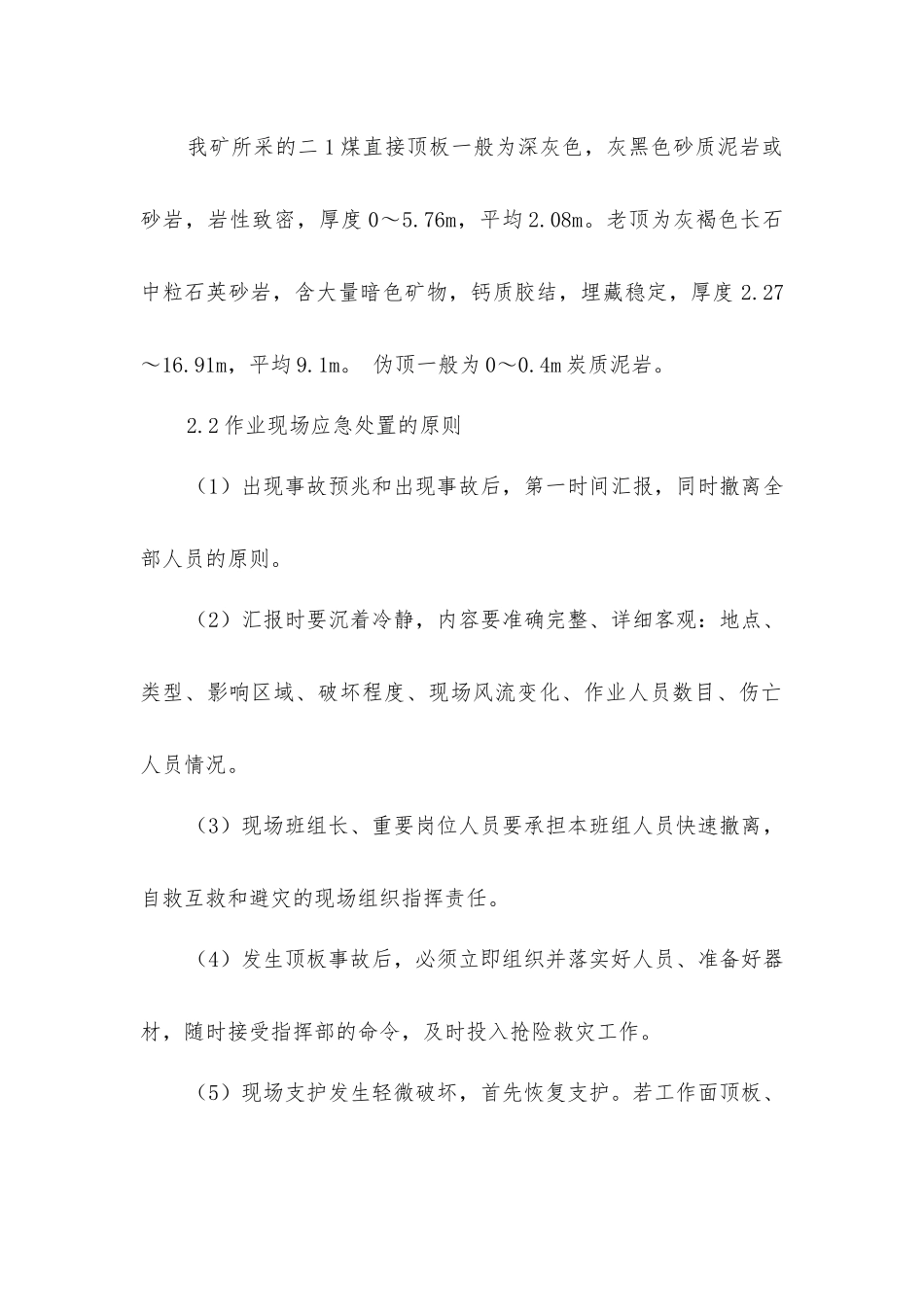 矿井严重顶板事故作业现场应急处置方案_第3页