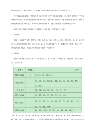 矿产资源分类