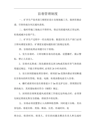 矿山类单位公司企业管理制度盲巷管理制度