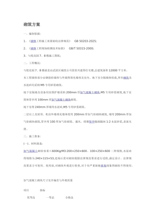 砌墙施工方案