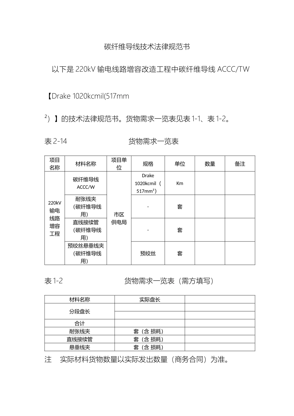 碳纤维导线技术规范书_第2页