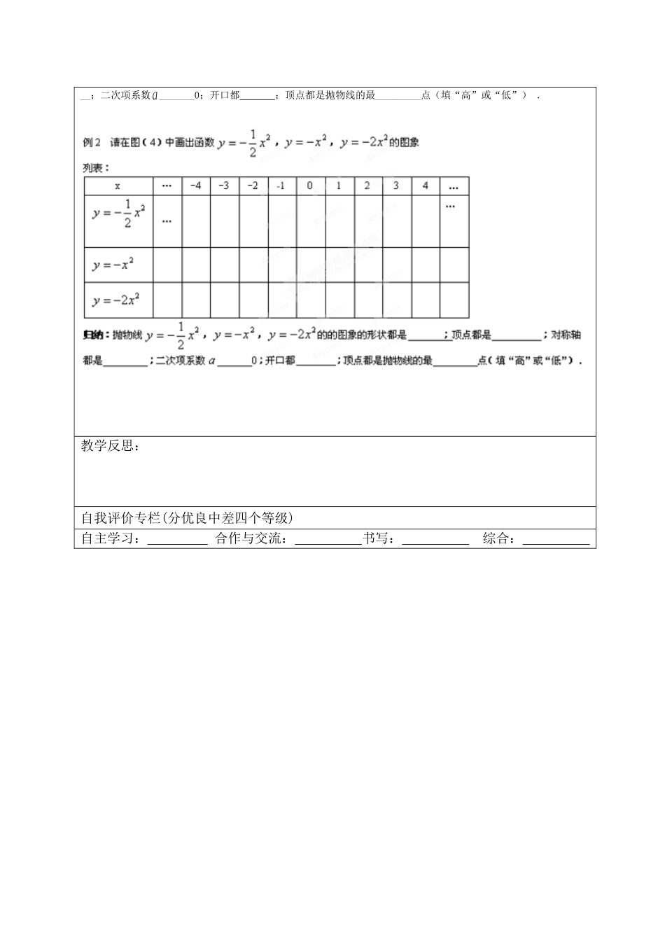 【2025年秋季】人教九年级数学上册22.1.2  二次函数y=ax2的图象和性质-名师学案_第2页