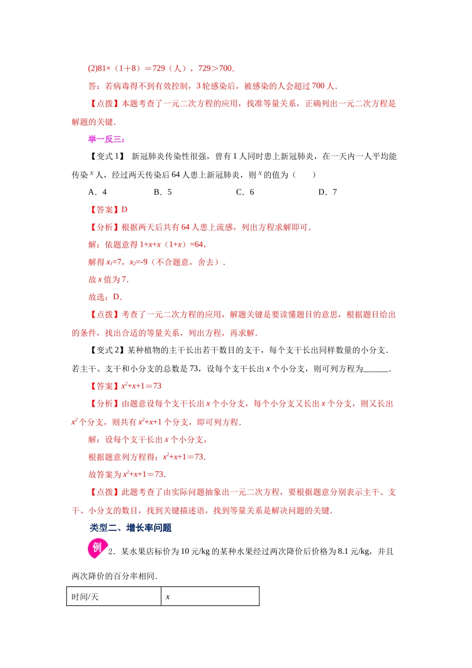 2026中考人教九年级数学上册基础夯实讲练-专题21.18 实际问题与一元二次方程（知识讲解）（附名师详解）_第3页