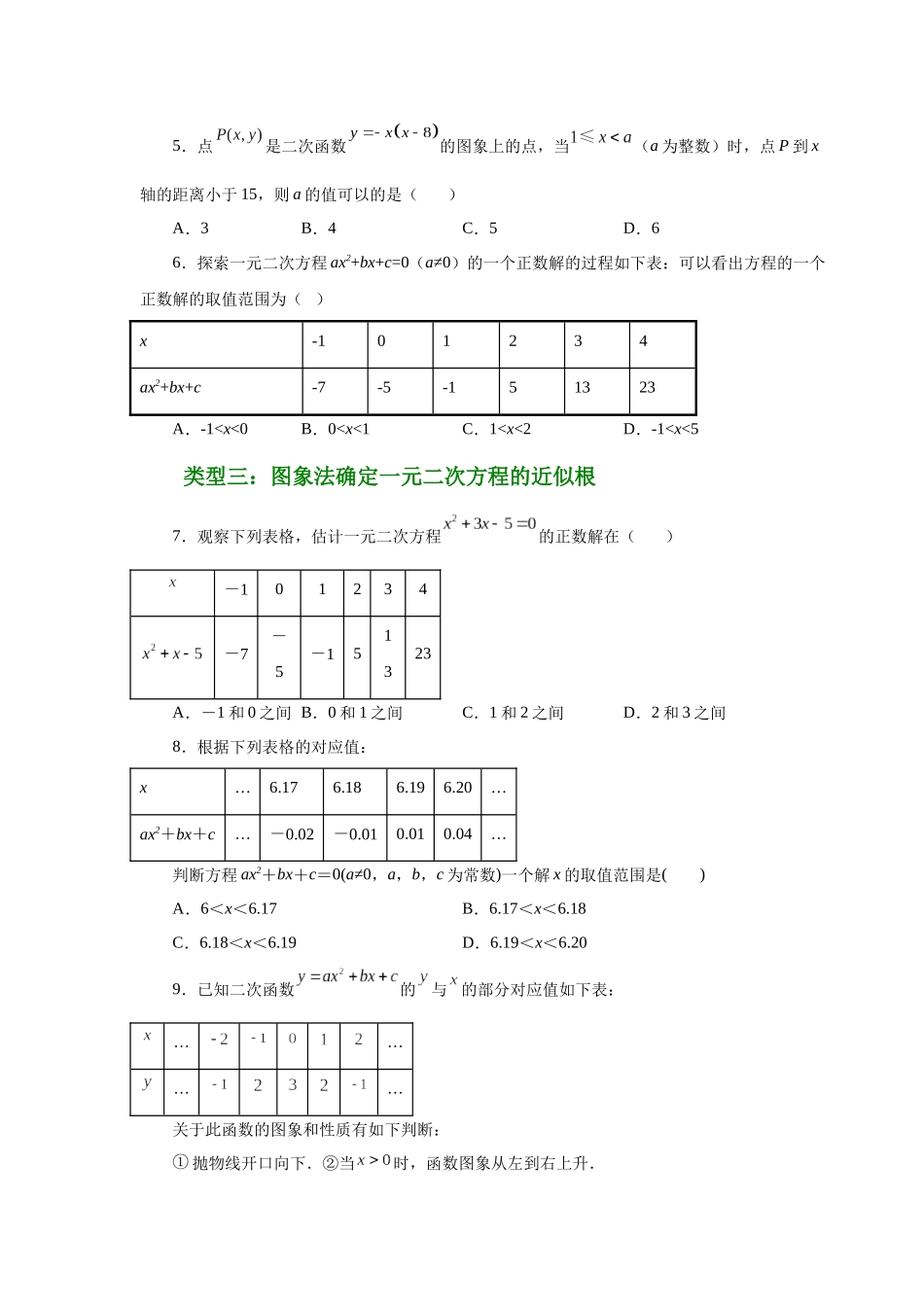 2026中考人教九年级数学上册基础夯实讲练-专题22.29 二次函数与一元二次方程（基础篇）（附名师详解）_第2页