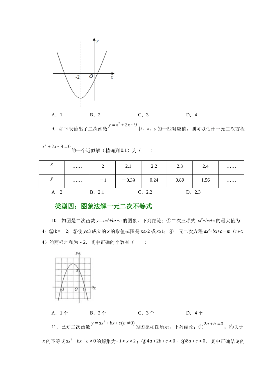 2026中考人教九年级数学上册基础夯实讲练-专题22.30 二次函数与一元二次方程（巩固篇）（附名师详解）_第3页