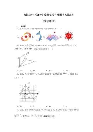 2026中考人教九年级数学上册基础夯实讲练-专题23.9 《旋转》全章复习与巩固（巩固篇）（附名师详解）