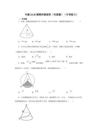 2026中考人教九年级数学上册基础夯实讲练-专题24.36 圆锥的侧面积（巩固篇）（附名师详解）