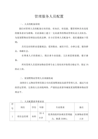 管理服务人员配置