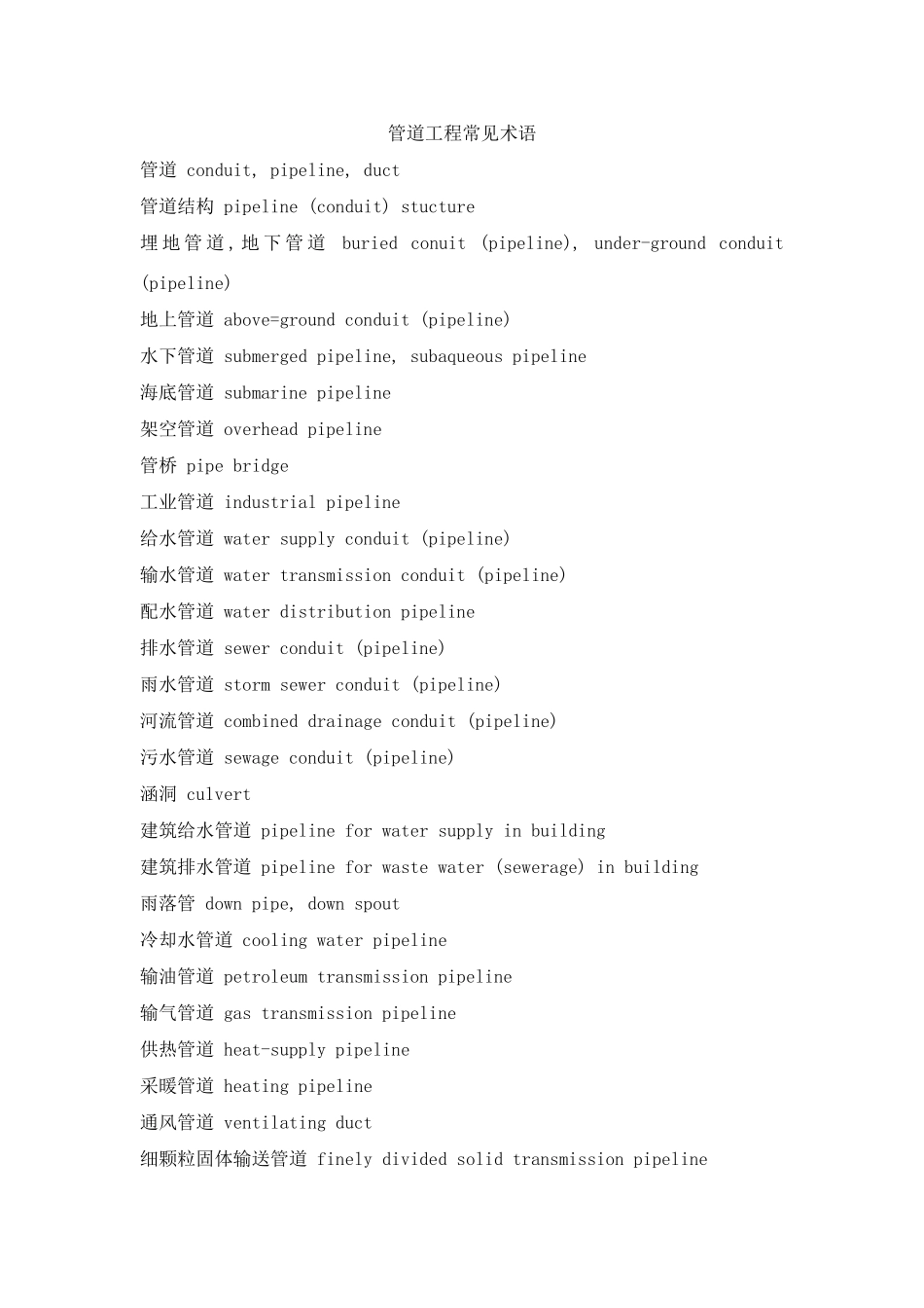 管道工程常用术语样本_第1页