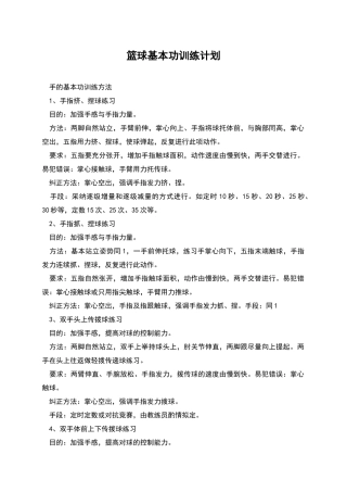 篮球基本功训练计划