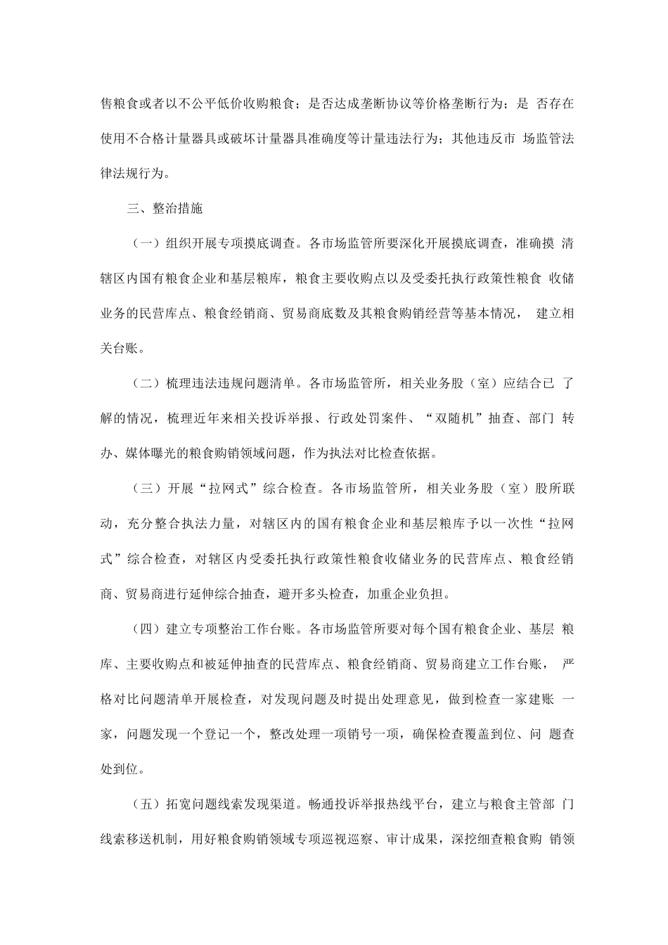 粮食市场秩序专项整治工作方案_第2页