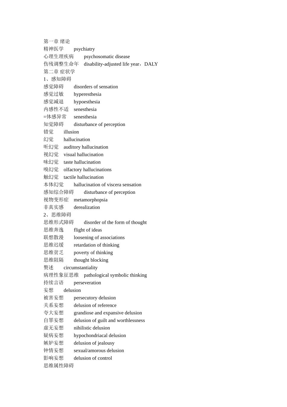 精神病学英汉文对照_第1页