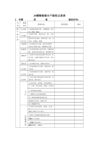 精装房分户验收记录表