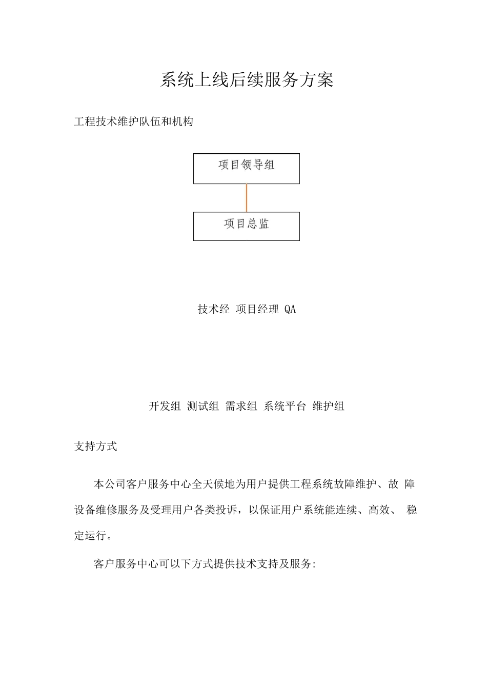 系统上线后续服务方案_第1页