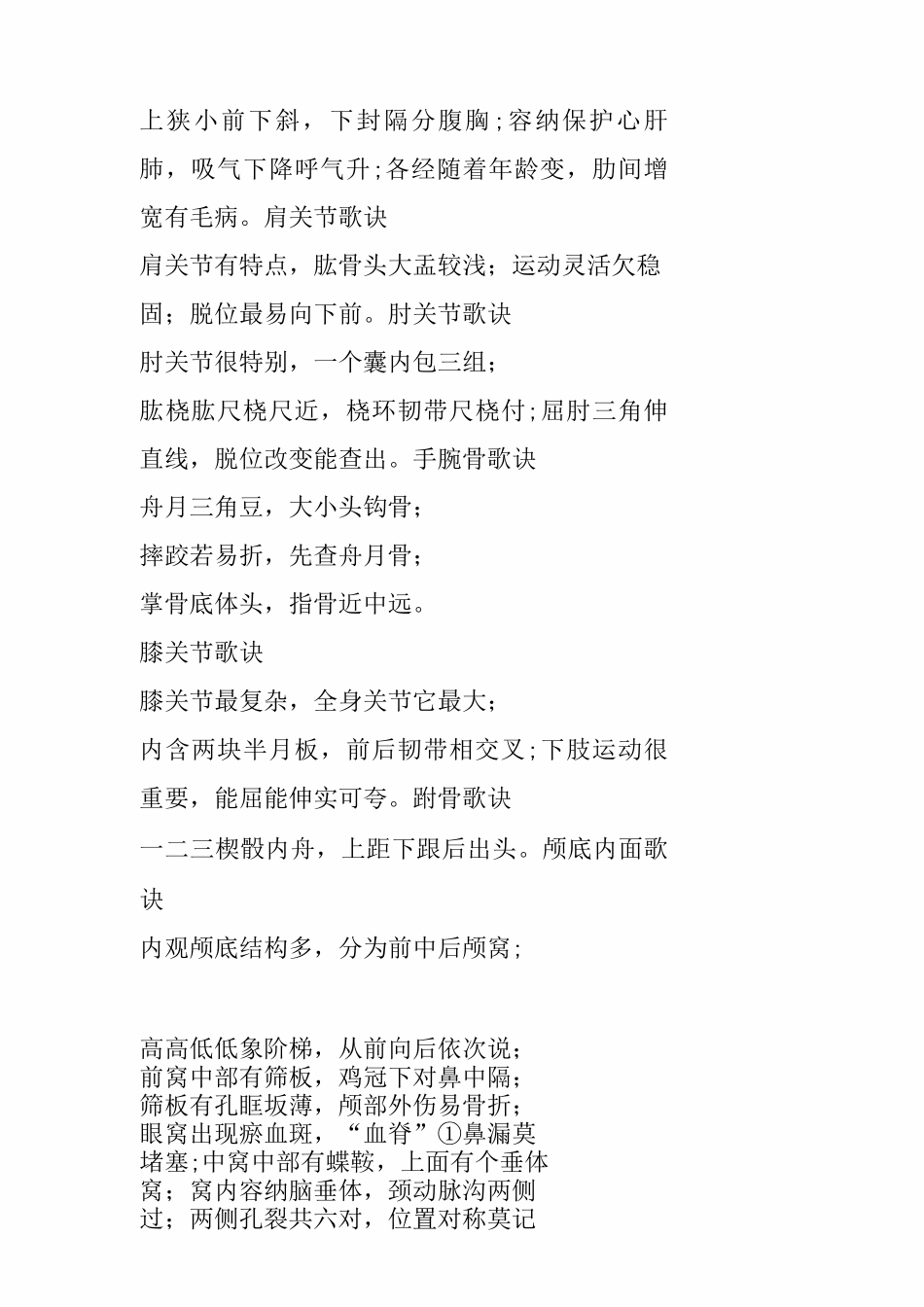 系统解剖学记忆口诀_第3页