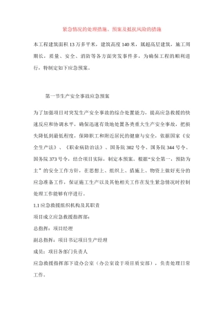 紧急情况的处理措施、预案及抵抗风险的措施